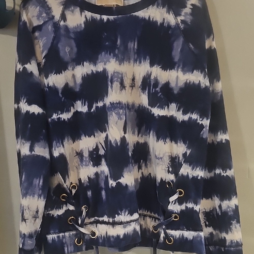 Michael Kors Navy Tie-Dye Lace-Up Sweatshirt NWOT